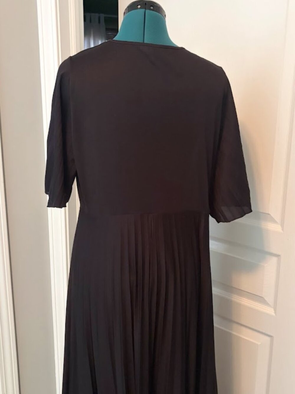 ASOS Plunging V Neck Pleated Kimono Faux Wrap Lined Flutter Sleeve Maxi Dress - Picture 9 of 11